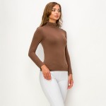 Wholesale women s Basic Seamless Mock Neck Long Sleeve Top Mock neck Seamless Lo