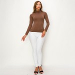 Wholesale women s Basic Seamless Mock Neck Long Sleeve Top Mock neck Seamless Lo