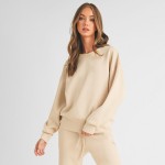 Wholesale women s Solid Crewneck Scuba Sweatshirt Pack Long sleeves Simple casua