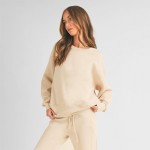 Wholesale women s Solid Crewneck Scuba Sweatshirt Pack Long sleeves Simple casua