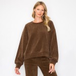 Wholesale women s Relaxed Ribbed Corduroy Long Sleeve Top Pack Relaxed Fit Cordu
