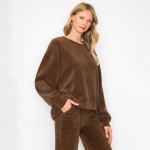 Wholesale women s Relaxed Ribbed Corduroy Long Sleeve Top Pack Relaxed Fit Cordu