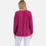 Wholesale women s Essential Relaxed Long Sleeve Side Slits Ribbed Long Sleeve Ro