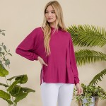 Wholesale women s Essential Relaxed Long Sleeve Side Slits Ribbed Long Sleeve Ro