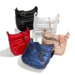 Wholesale horizontal Quilted Puffer Crossbody Bag One Open Front Pocket Magnetic