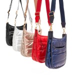 Wholesale horizontal Quilted Puffer Crossbody Bag One Open Front Pocket Magnetic