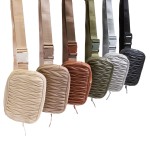 Wholesale scrunched Faux Leather Belt Bag Full Zipper Closure Textured Both Side