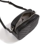 Wholesale faux Leather Chevron Quilted Crossbody Bag Full Zip Closure Lined Two