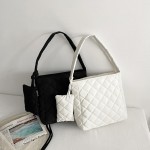 Wholesale quilted Puffer Tote Bag Matching Wristlet Full Zip Closure Lined L H D