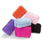 Wholesale quilted Stitched Makeup Pouch Full Zipper Closure Lined Body W T D