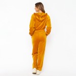 Wholesale velour Zip Up Hoodie Pants Set Hooded Zipper Long Sleeve Elastic Waist