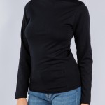 Wholesale fleece Lined Mock Neck Long Sleeve Top One Fits Most Polyester Spandex