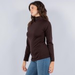 Wholesale fleece Lined Mock Neck Long Sleeve Top One Fits Most Polyester Spandex