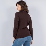 Wholesale fleece Lined Mock Neck Long Sleeve Top One Fits Most Polyester Spandex