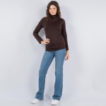 Wholesale fleece Lined Mock Neck Long Sleeve Top One Fits Most Polyester Spandex