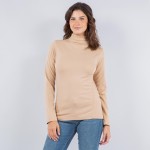 Wholesale fleece Lined Mock Neck Long Sleeve Top One Fits Most Polyester Spandex