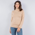 Wholesale fleece Lined Mock Neck Long Sleeve Top One Fits Most Polyester Spandex