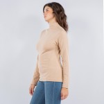 Wholesale fleece Lined Mock Neck Long Sleeve Top One Fits Most Polyester Spandex