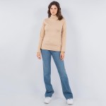 Wholesale fleece Lined Mock Neck Long Sleeve Top One Fits Most Polyester Spandex