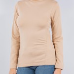 Wholesale fleece Lined Mock Neck Long Sleeve Top One Fits Most Polyester Spandex