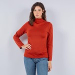 Wholesale fleece Lined Mock Neck Long Sleeve Top One Fits Most Polyester Spandex