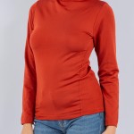 Wholesale fleece Lined Mock Neck Long Sleeve Top One Fits Most Polyester Spandex