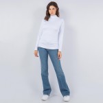 Wholesale fleece Lined Mock Neck Long Sleeve Top One Fits Most Polyester Spandex