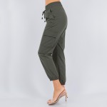 Wholesale brushed Cargo Jogger Pants Waist Band Side Pockets Cargo Pockets Polye