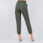 Wholesale brushed Cargo Jogger Pants Waist Band Side Pockets Cargo Pockets Polye