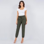 Wholesale brushed Cargo Jogger Pants Waist Band Side Pockets Cargo Pockets Polye