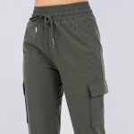 Wholesale brushed Cargo Jogger Pants Waist Band Side Pockets Cargo Pockets Polye