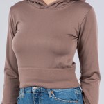 Wholesale fitted Solid Fleece Hoodie Pullover Long Sleeve Waistband Polyester Sp