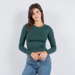 Wholesale basic Round Neck Long Sleeve Top Round Neck Long Sleeve Nylon Spandex