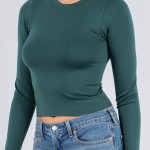 Wholesale basic Round Neck Long Sleeve Top Round Neck Long Sleeve Nylon Spandex