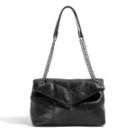 Vegan Leather Stitched Quilted Cross Body Bag 

- Magnetic Button Closure
- Lined Body With One Open and One Zipper Pocket
- Chain Strap With Leather Handle 
- Strap Drop Approximately 11-20" L
- Body 12"W X 7"T X 2"D 
