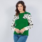 Soft Knit Leopard Sleeve Print Sweater (6 Pack) 

- Crew Neckline 
- 65% Cotton /35% Polyester 
