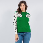 Soft Knit Leopard Sleeve Print Sweater (6 Pack) 

- Crew Neckline 
- 65% Cotton /35% Polyester 
