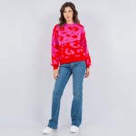 Wholesale soft Knit Oversized Color Block Leopard Print Sweater Pack Viscose Pol