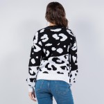 Wholesale soft Knit Oversized Color Block Leopard Print Sweater Pack Viscose Pol