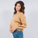 Wholesale soft Knit Exposed Seam Sweater Pack Side Slits Included Viscose Polyes