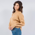 Wholesale soft Knit Exposed Seam Sweater Pack Side Slits Included Viscose Polyes