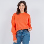 Wholesale soft Knit Exposed Seam Sweater Pack Side Slits Included Viscose Polyes