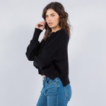 Wholesale soft Knit Exposed Seam Sweater Pack Side Slits Included Viscose Polyes