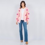 Wholesale soft Knit Chunky Flower Knit Cardigan Pack Acrylic