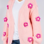 Wholesale soft Knit Chunky Flower Knit Cardigan Pack Acrylic