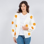 Wholesale soft Knit Chunky Flower Knit Cardigan Pack Acrylic