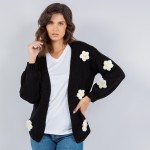 Wholesale soft Knit Chunky Flower Knit Cardigan Pack Acrylic