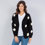 Wholesale soft Knit Chunky Flower Knit Cardigan Pack Acrylic