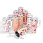 Valentines Theme Printed 40oz Double Wall Stainless Steel Vacuum Tumbler With Handle

- Screw On Matching Lid With Contrast Grip Featuring 3 Positions (Straw, Wide Mouth & Full Cover)
- Sturdy Handle (3.5" W Handle Opening)
- Straw Included (12" L) *
- Approximately 9.5" L X 3.5" D
- Cup Holder Friendly Design

* Straw Color May Vary