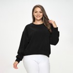 Wholesale women s Relaxed Ribbed Corduroy Long Sleeve Top Plus Pack Relaxed fit